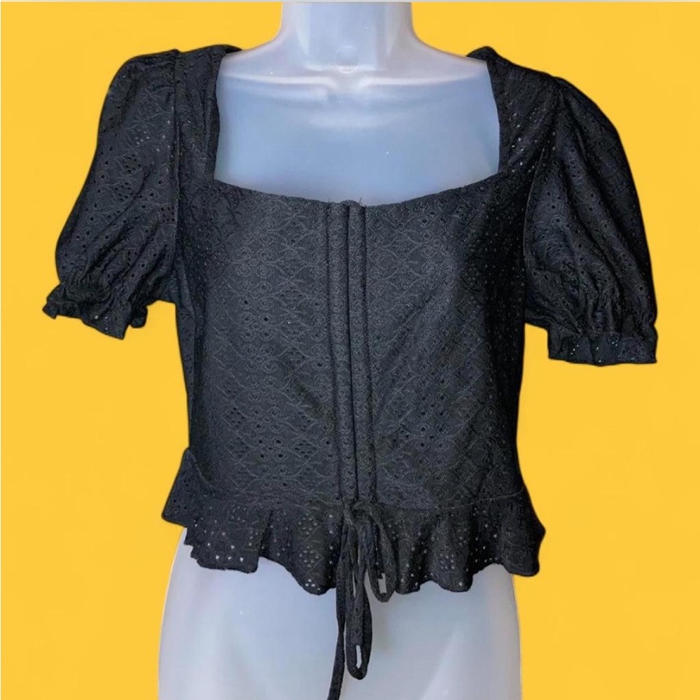 NIB Shein Semi Sheer Eyelet Crop Top M